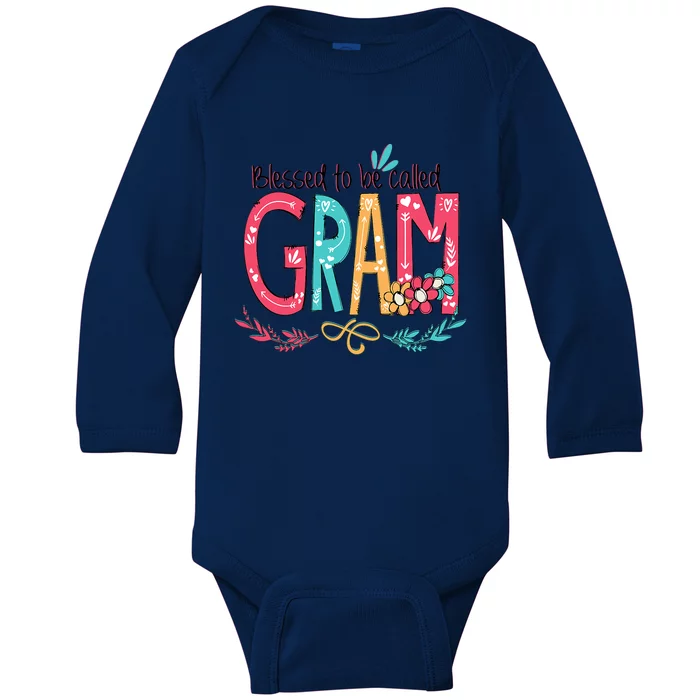 Blessed To Be Called Gram Colorful Grandma Baby Long Sleeve Bodysuit