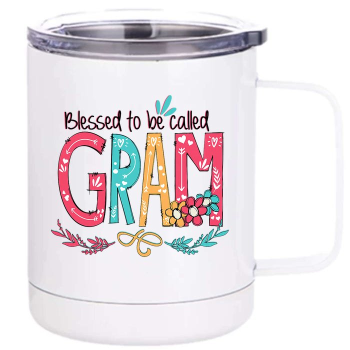 Blessed To Be Called Gram Colorful Grandma Front & Back 12oz Stainless Steel Tumbler Cup