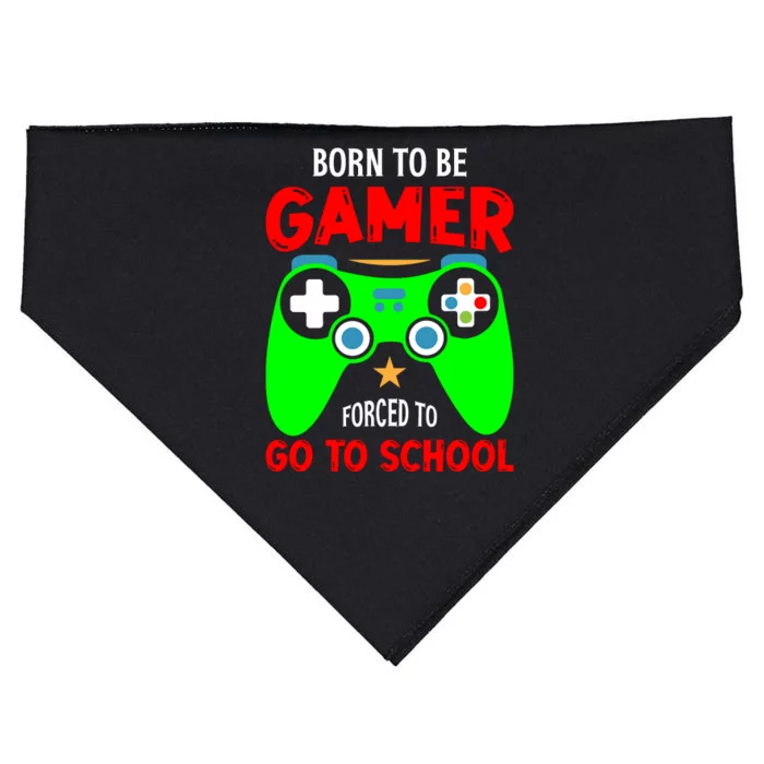 Born To Be Gamer Forced To Go To School USA-Made Doggie Bandana