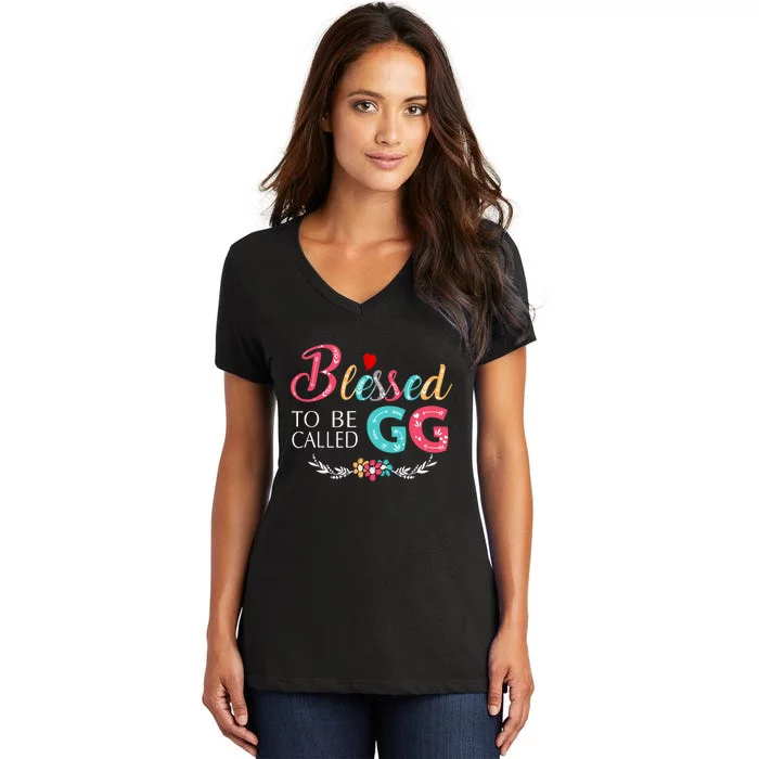 Blessed To Be Called Gg Colorful Art Women's V-Neck T-Shirt