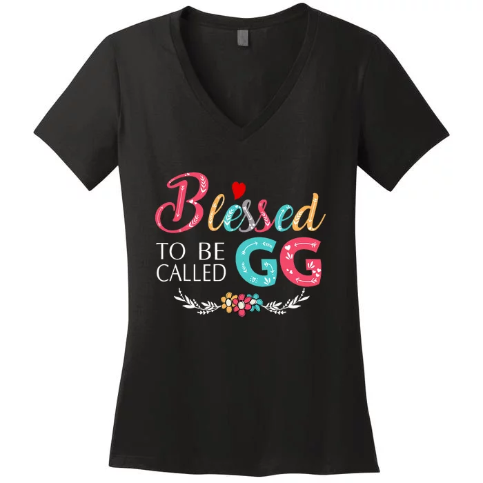 Blessed To Be Called Gg Colorful Art Women's V-Neck T-Shirt