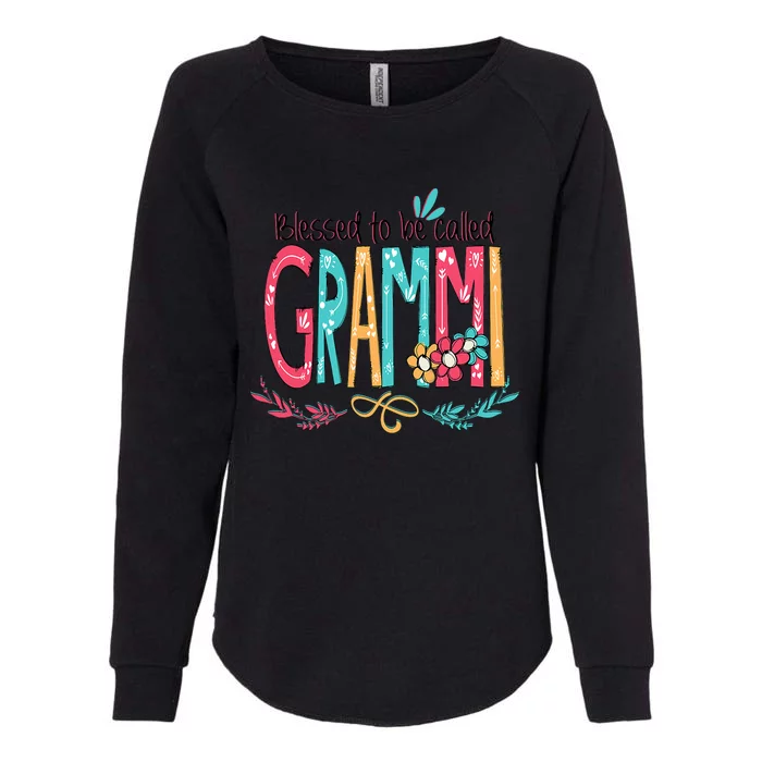 Blessed To Be Called Grammi Colorful Grandma Womens California Wash Sweatshirt