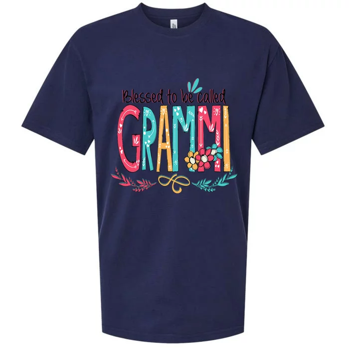 Blessed To Be Called Grammi Colorful Grandma Sueded Cloud Jersey T-Shirt