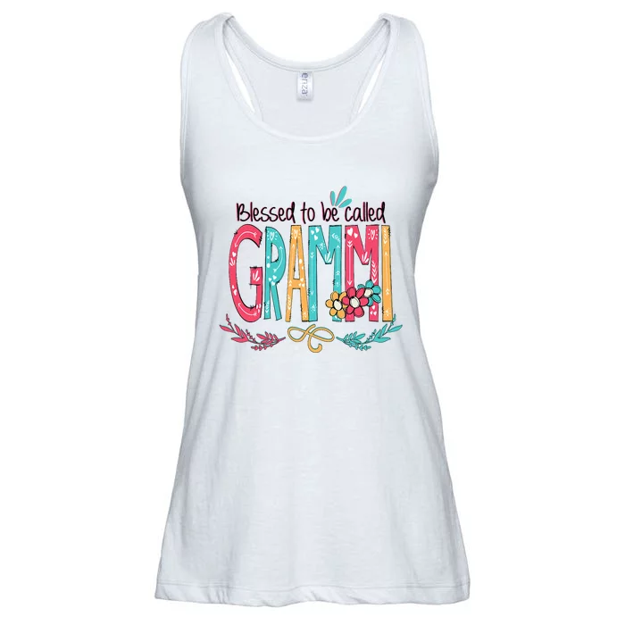 Blessed To Be Called Grammi Colorful Grandma Ladies Essential Flowy Tank