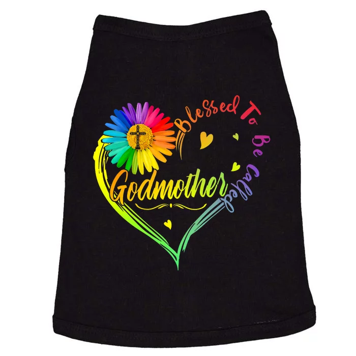 Blessed To Be Called Godmother Costume Heart Daisy Colorful Doggie Tank