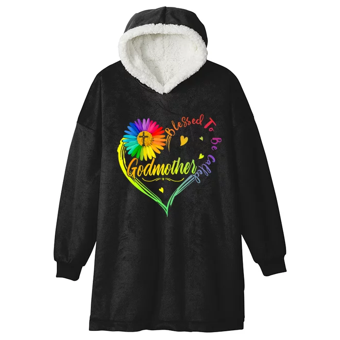 Blessed To Be Called Godmother Costume Heart Daisy Colorful Hooded Wearable Blanket