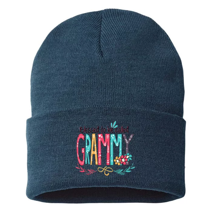 Blessed To Be Called Grammy Colorful Grandma Sustainable Knit Beanie