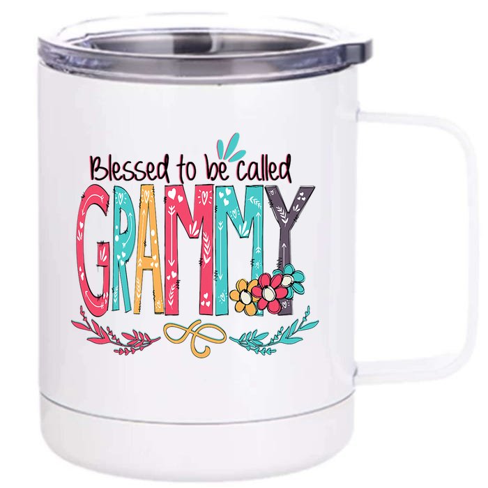 Blessed To Be Called Grammy Colorful Grandma Front & Back 12oz Stainless Steel Tumbler Cup