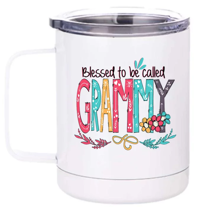 Blessed To Be Called Grammy Colorful Grandma Front & Back 12oz Stainless Steel Tumbler Cup