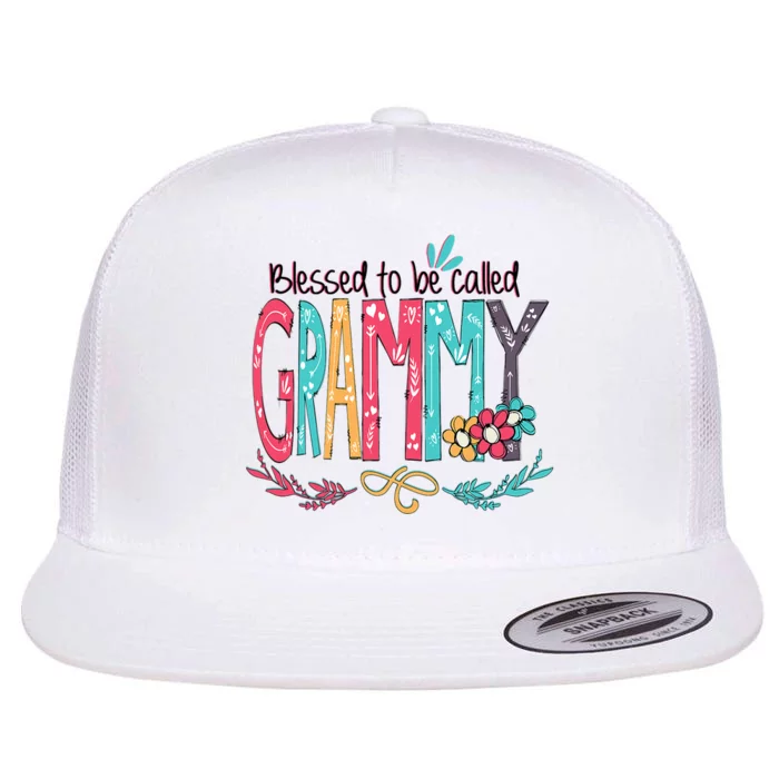 Blessed To Be Called Grammy Colorful Grandma Flat Bill Trucker Hat