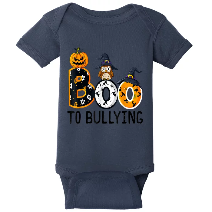 Boo To Bullying Orange Unity Day Anti Bullying Halloween Baby Bodysuit