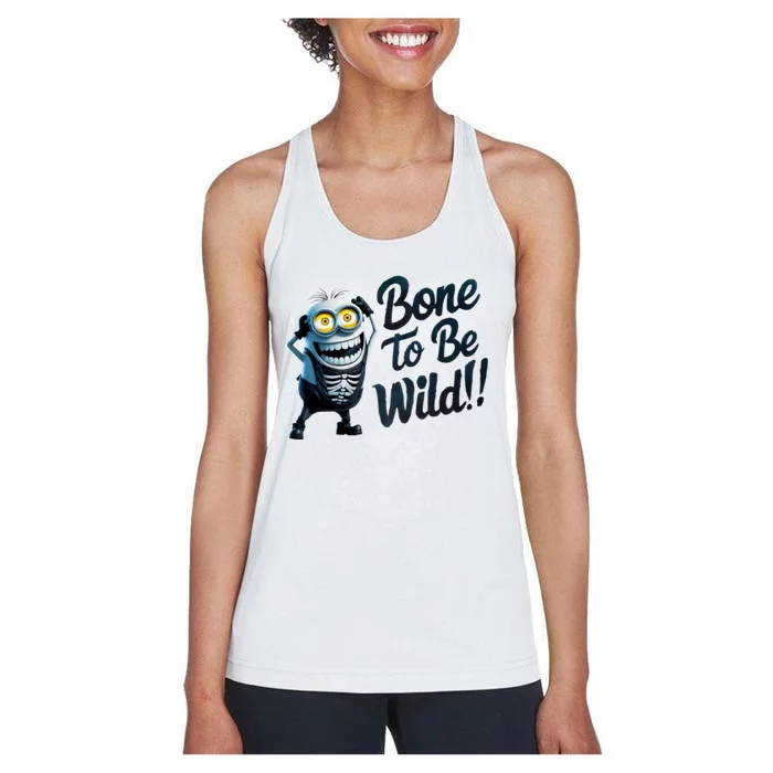 Bone To Be Wild Halloween Digital Minion Women's Racerback Tank