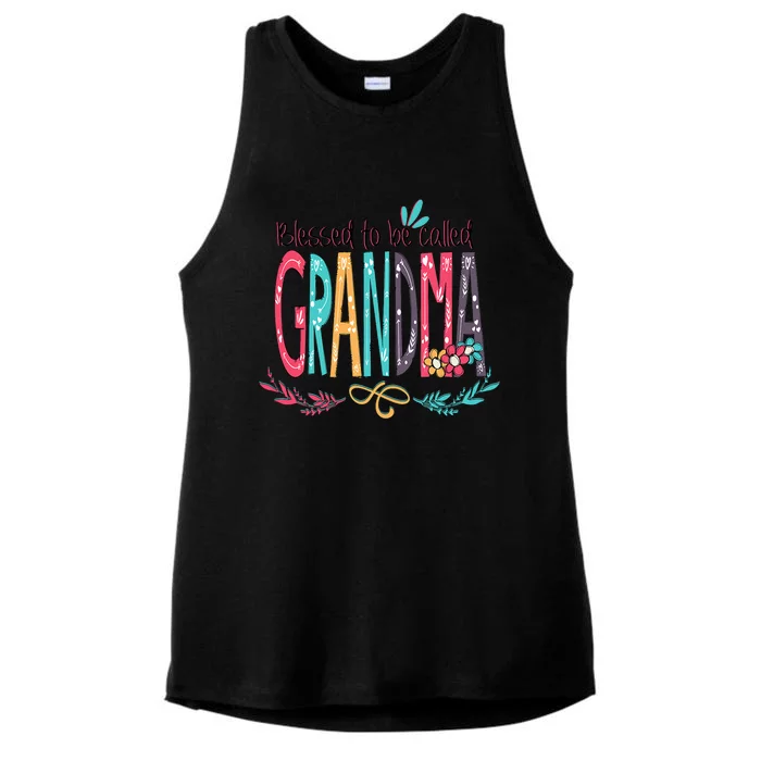 Blessed To Be Called Grandma Colorful Grandma Ladies Tri-Blend Wicking Tank