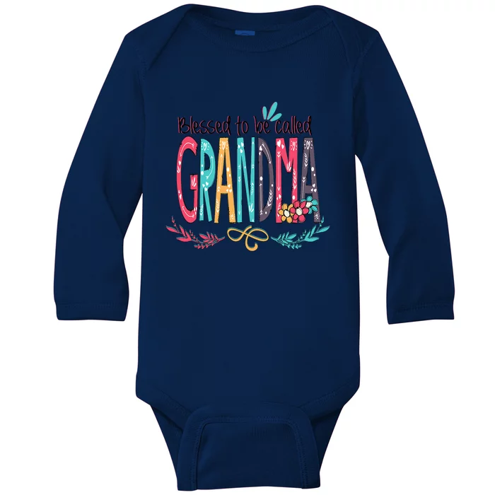 Blessed To Be Called Grandma Colorful Grandma Baby Long Sleeve Bodysuit