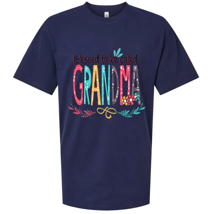 Blessed To Be Called Grandma Colorful Grandma Sueded Cloud Jersey T-Shirt