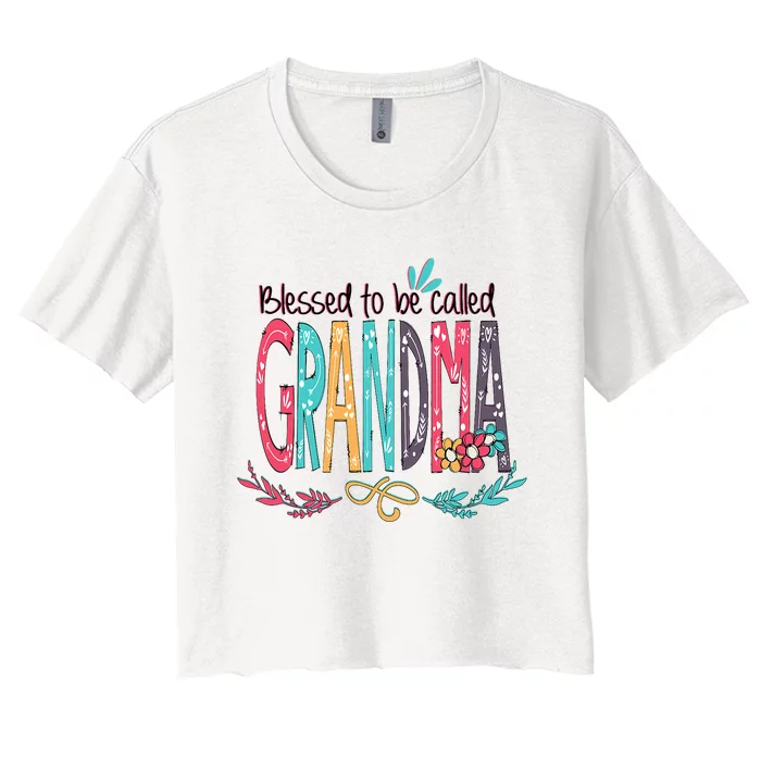 Blessed To Be Called Grandma Colorful Grandma Women's Crop Top Tee