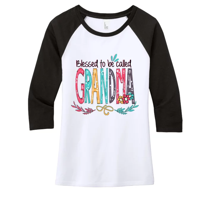 Blessed To Be Called Grandma Colorful Grandma Women's Tri-Blend 3/4-Sleeve Raglan Shirt