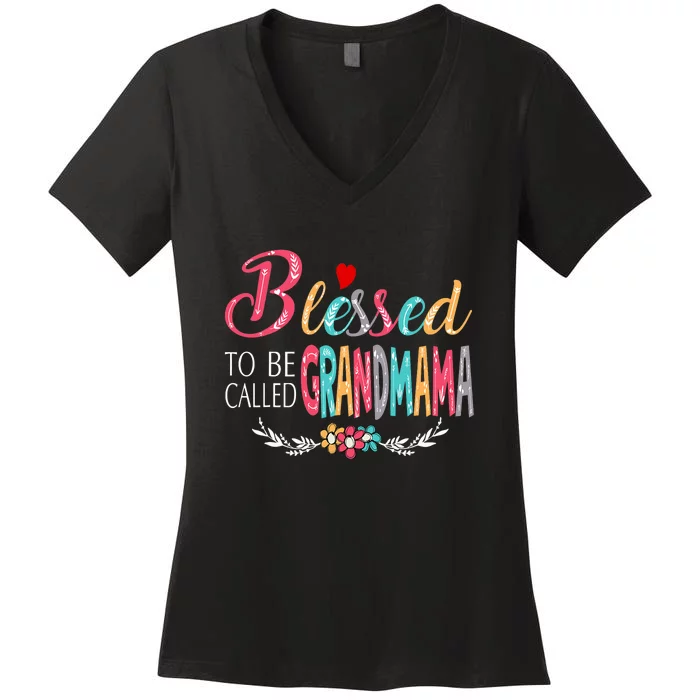 Blessed To Be Called Grandmama Colorful Art Women's V-Neck T-Shirt