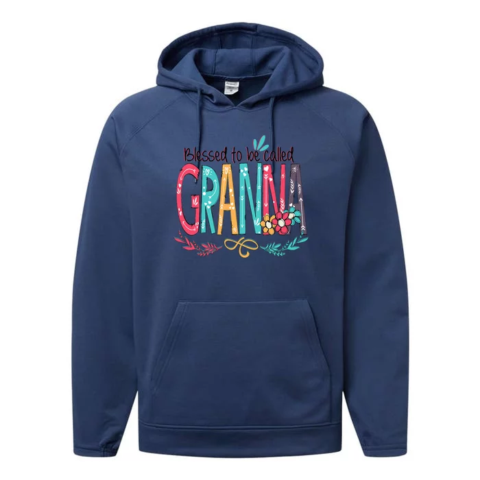 Blessed To Be Called Granna Colorful Grandma Performance Fleece Hoodie