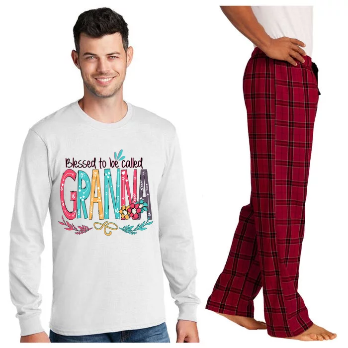 Blessed To Be Called Granna Colorful Grandma Long Sleeve Pajama Set