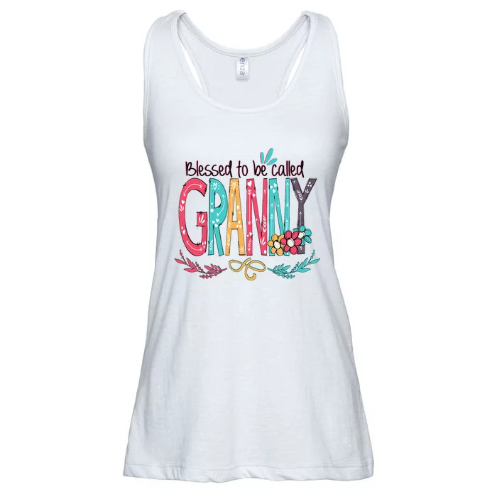 Blessed To Be Called Granny Colorful Grandma Ladies Essential Flowy Tank