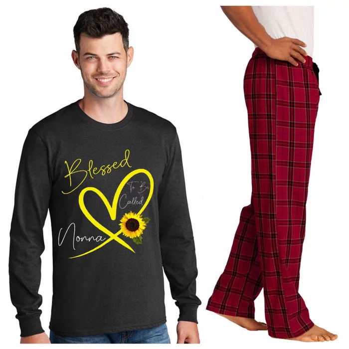 Blessed To Be Called Nonna Sunflower Heart Mother's Day Long Sleeve Pajama Set