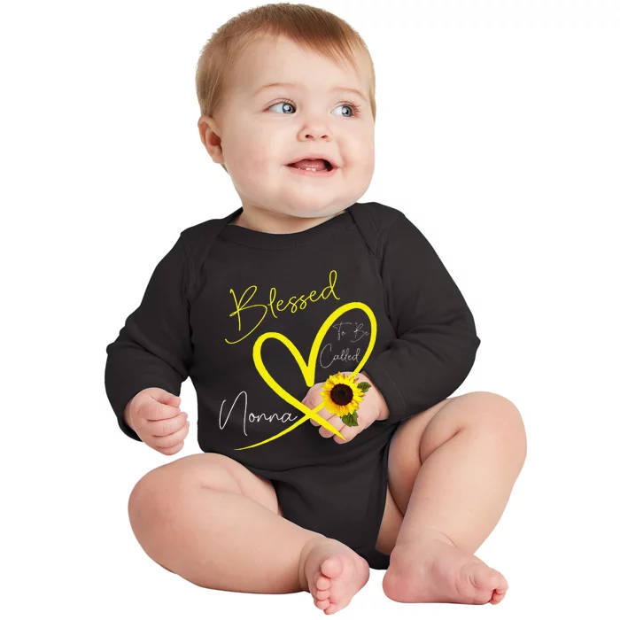 Blessed To Be Called Nonna Sunflower Heart Mother's Day Baby Long Sleeve Bodysuit