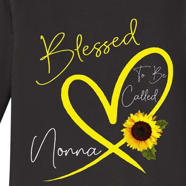 Blessed To Be Called Nonna Sunflower Heart Mother's Day Baby Long Sleeve Bodysuit