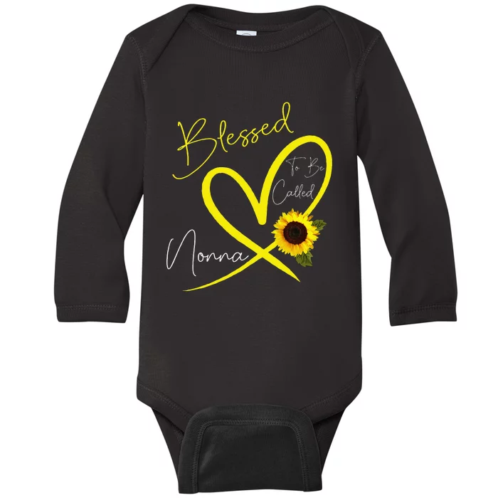 Blessed To Be Called Nonna Sunflower Heart Mother's Day Baby Long Sleeve Bodysuit