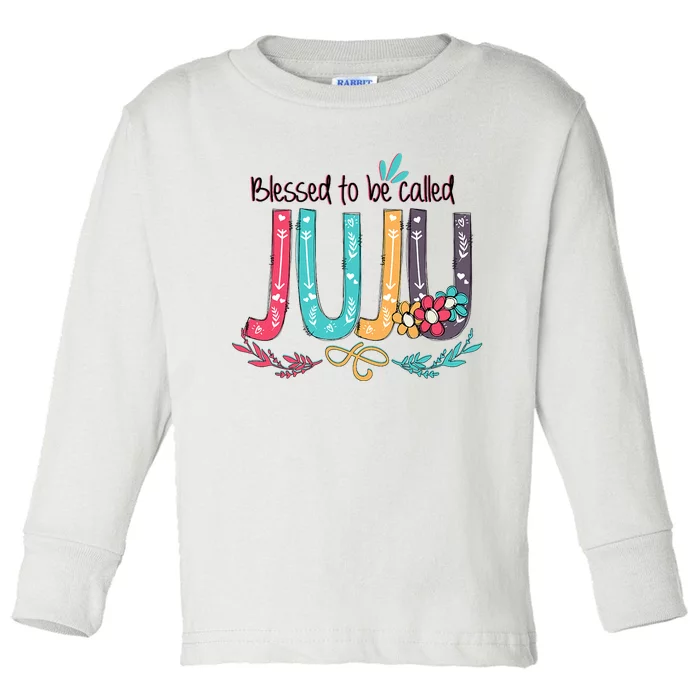 Blessed To Be Called Juju Colorful Grandma Toddler Long Sleeve Shirt