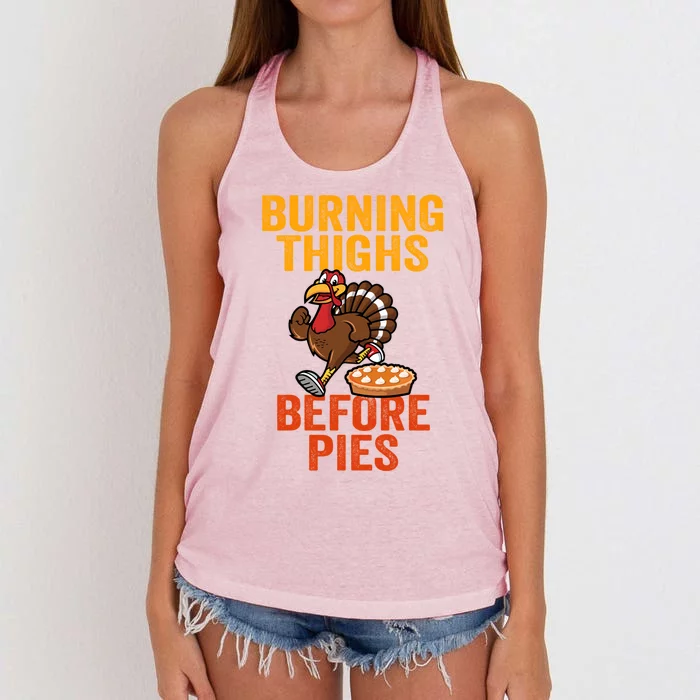 Burning Thighs Before Pies Turkey Trot Costume Gift Women's Knotted Racerback Tank