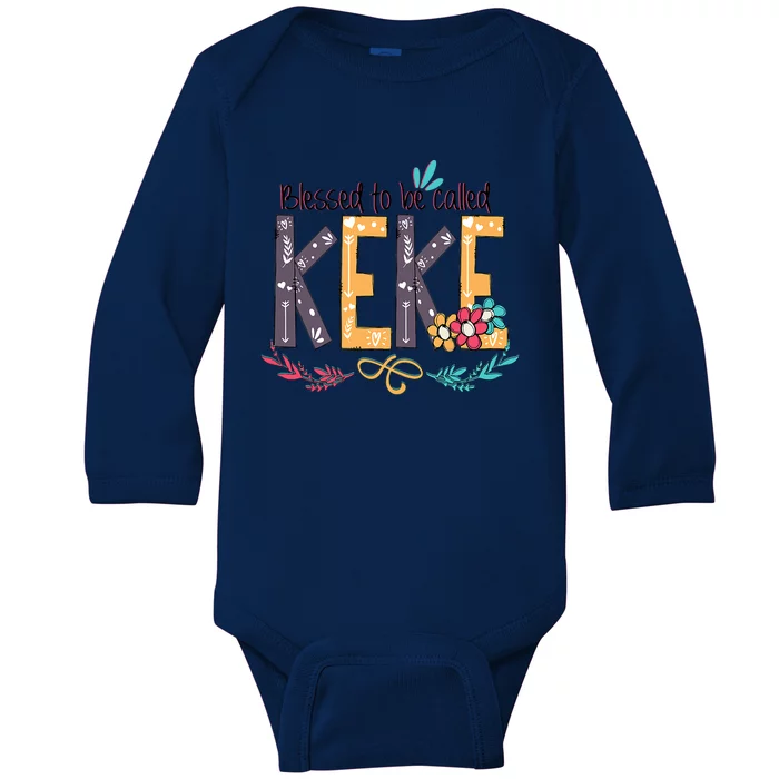 Blessed To Be Called Keke Colorful Grandma Baby Long Sleeve Bodysuit