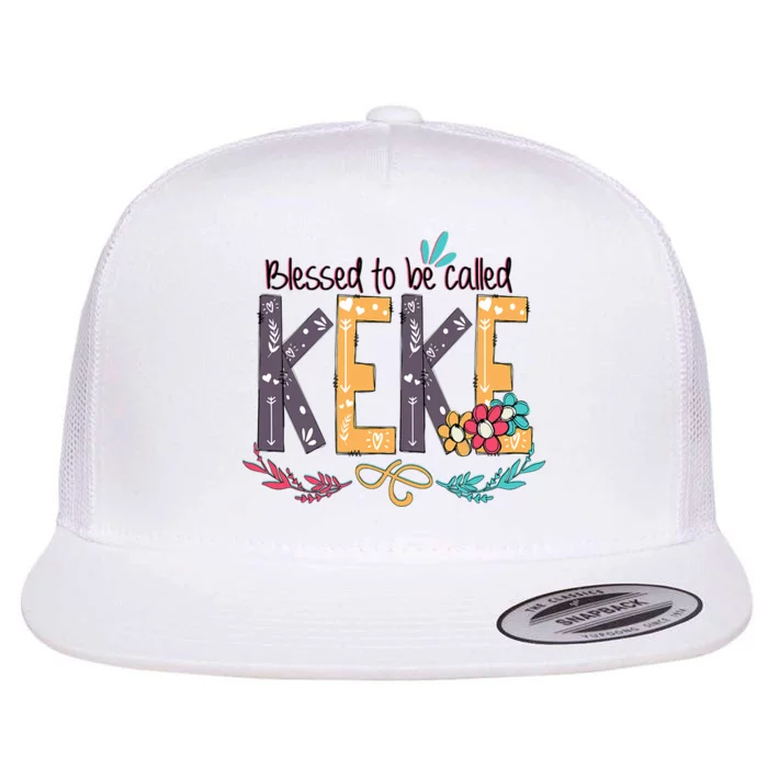 Blessed To Be Called Keke Colorful Grandma Flat Bill Trucker Hat