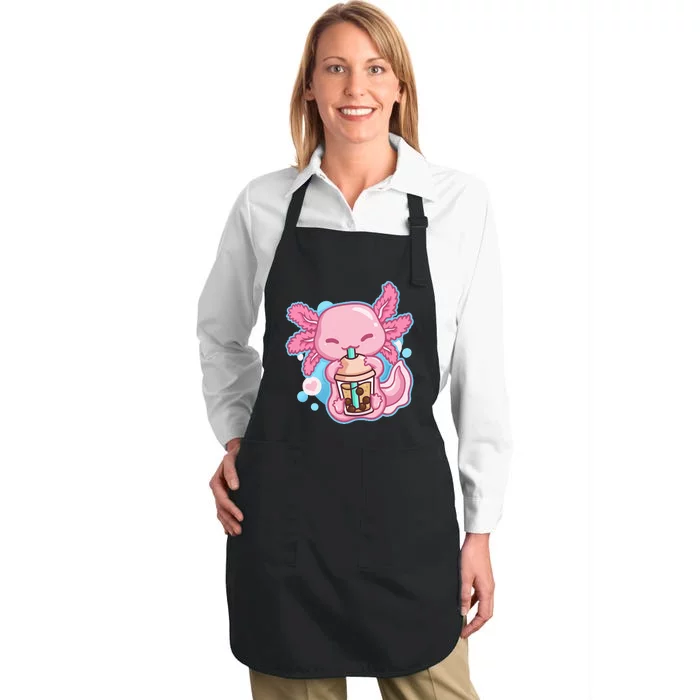 Boba Tea Bubble Tea Milk Tea Anime Axolotl Lover Gift Full-Length Apron With Pocket