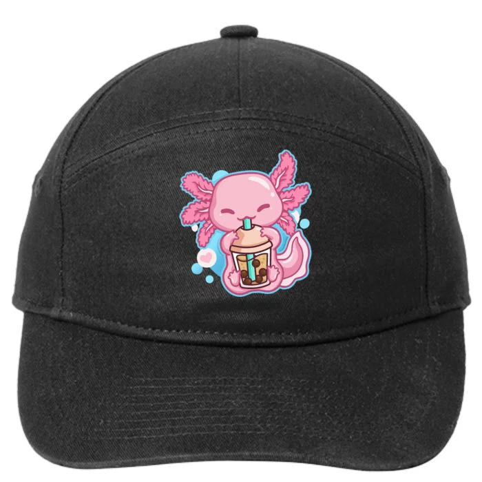 Boba Tea Bubble Tea Milk Tea Anime Axolotl Lover Gift 7-Panel Snapback Hat