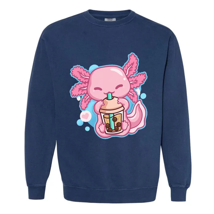 Boba Tea Bubble Tea Milk Tea Anime Axolotl Lover Gift Garment-Dyed Sweatshirt