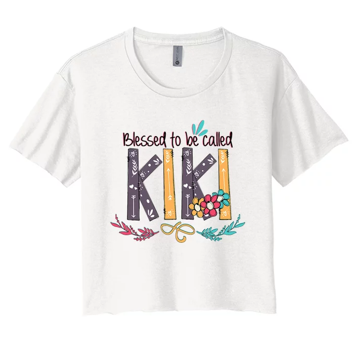 Blessed To Be Called Kiki Colorful Grandma Women's Crop Top Tee