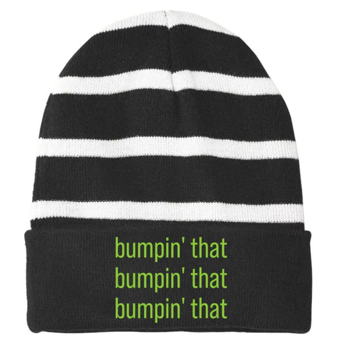 Bumpin That Brat Bratty Green Minimalist Striped Beanie with Solid Band