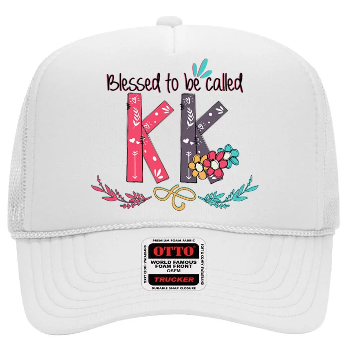 Blessed To Be Called Kk Colorful Grandma High Crown Mesh Trucker Hat