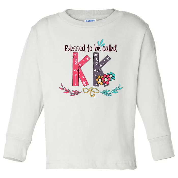 Blessed To Be Called Kk Colorful Grandma Toddler Long Sleeve Shirt