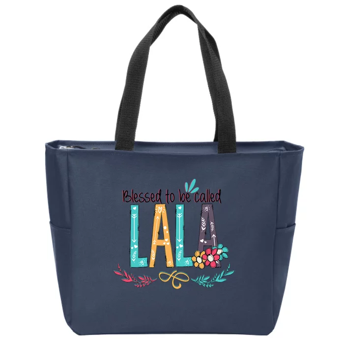 Blessed To Be Called Lala Colorful Grandma Zip Tote Bag