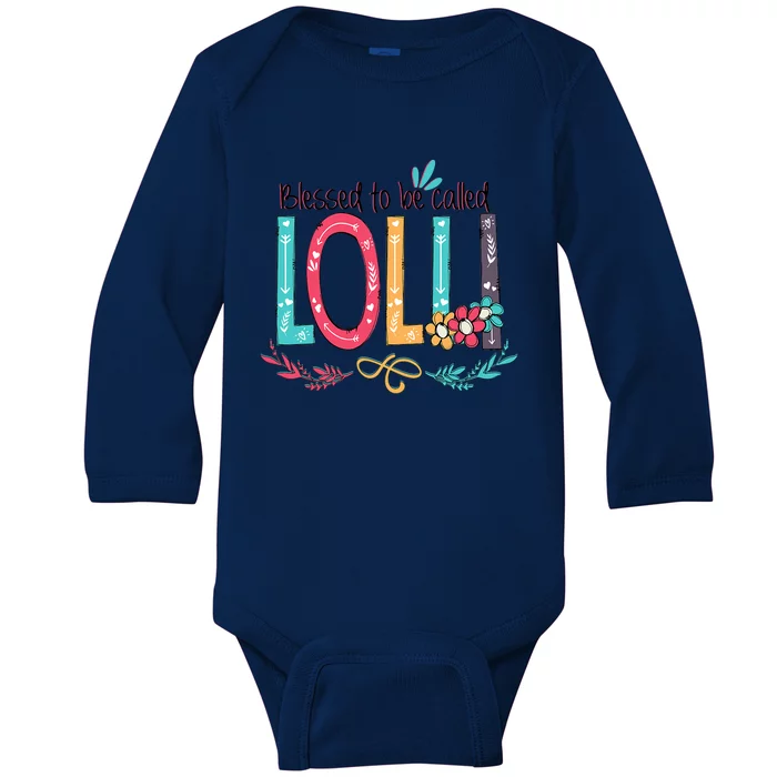 Blessed To Be Called Lolli Colorful Grandma Baby Long Sleeve Bodysuit