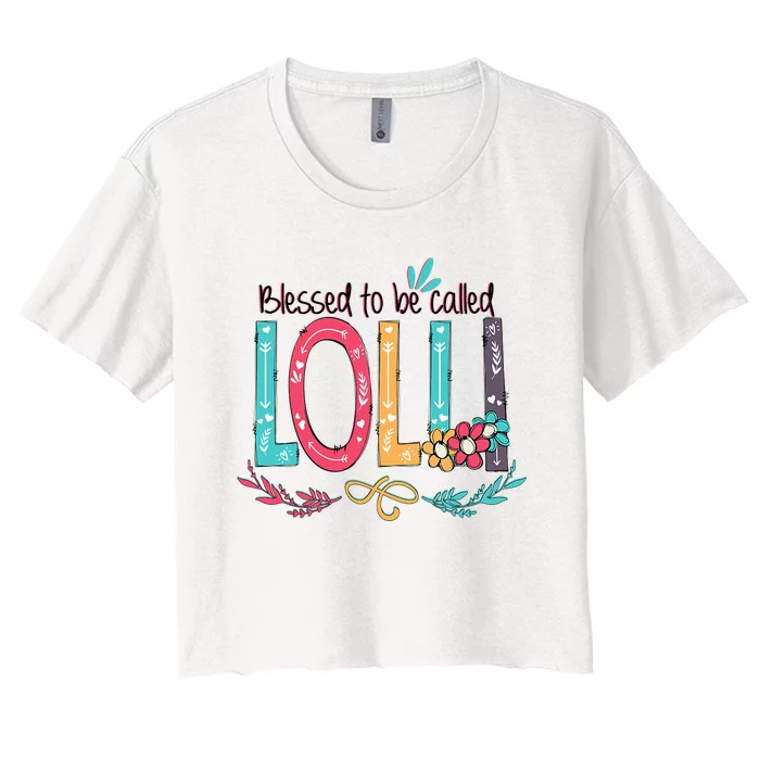 Blessed To Be Called Lolli Colorful Grandma Women's Crop Top Tee