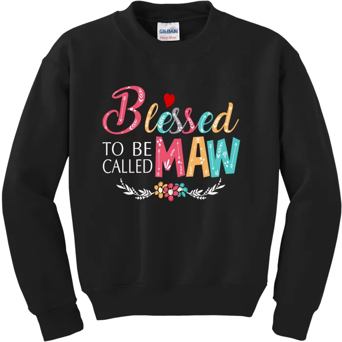 Blessed To Be Called Maw Colorful Art Kids Sweatshirt