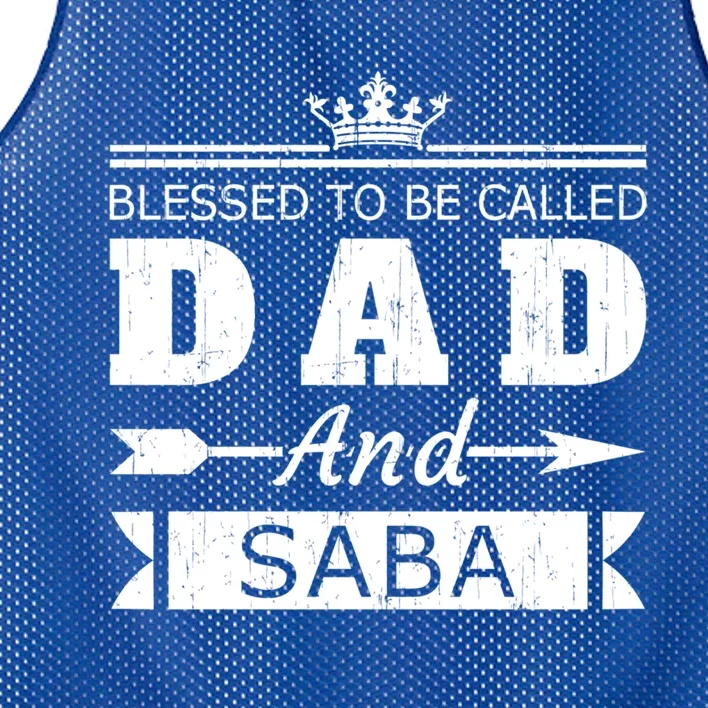 Blessed To Be Called Dad And Saba Grandpa Gift Mesh Reversible Basketball Jersey Tank