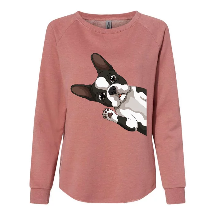 Boston Terrier Bostie Dog Womens California Wash Sweatshirt