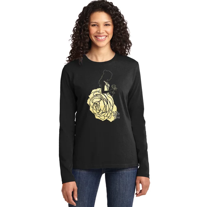 Beauty & The Beast Belle Golden Dress Graphic Ladies Long Sleeve Shirt