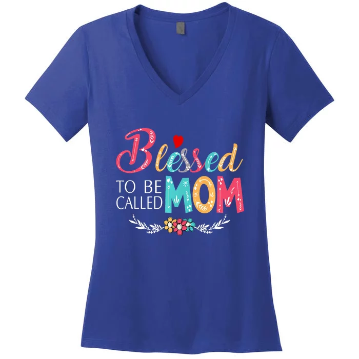 Blessed To Be Called Mom Colorful Art Women's V-Neck T-Shirt