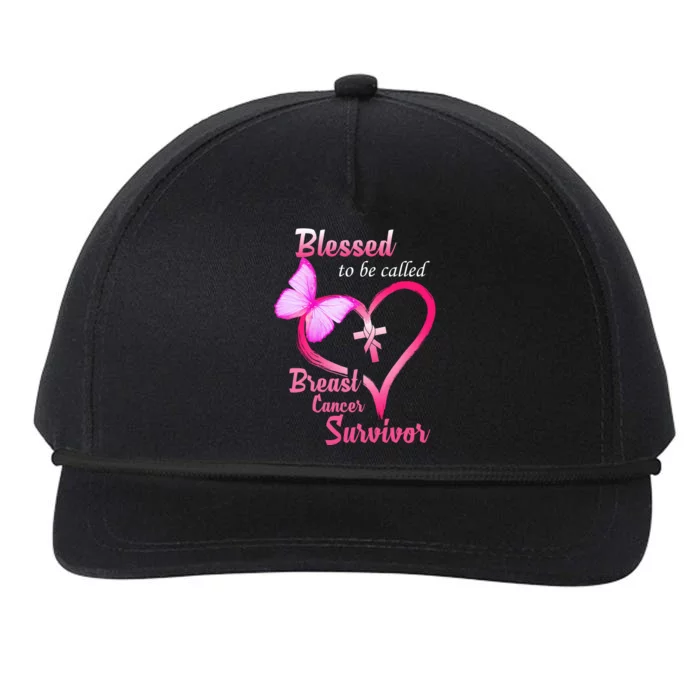 Blessed To Be Called Breast Cancer Survivor Butterfly Heart Snapback Five-Panel Rope Hat