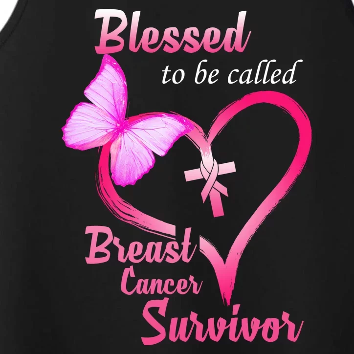 Blessed To Be Called Breast Cancer Survivor Butterfly Heart Performance Tank